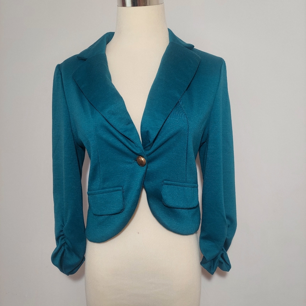 Teal Blazer with Button Detail